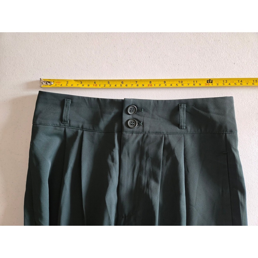 Halara Women S Flex Wide Leg Trousers Dark Green Pleated High Rise Elastic Back - Picture 6 of 9